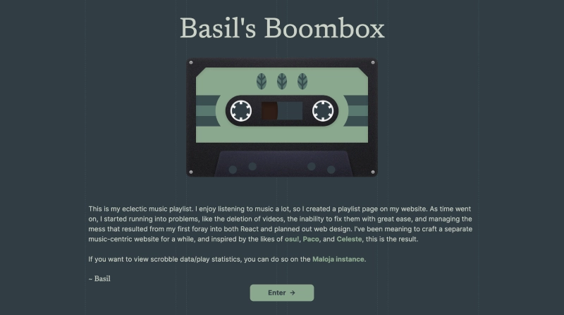 A screenshot of the homepage of Boombox