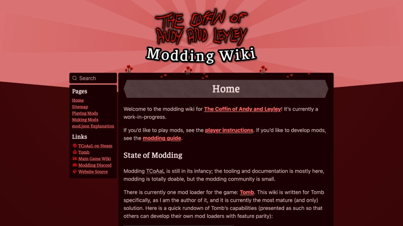 A screenshot of the home page of the wiki.